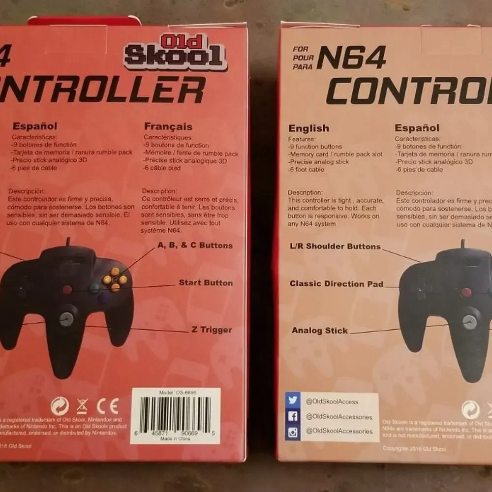 2 N64 Controllers - Ice Blue / Turquoise & Jungle Green (NEW) Funtastic OldSkool